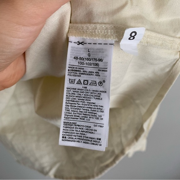 Gap Embroidered Tie-Front long sleeve Top linen cotton blend size large - Picture 6 of 8